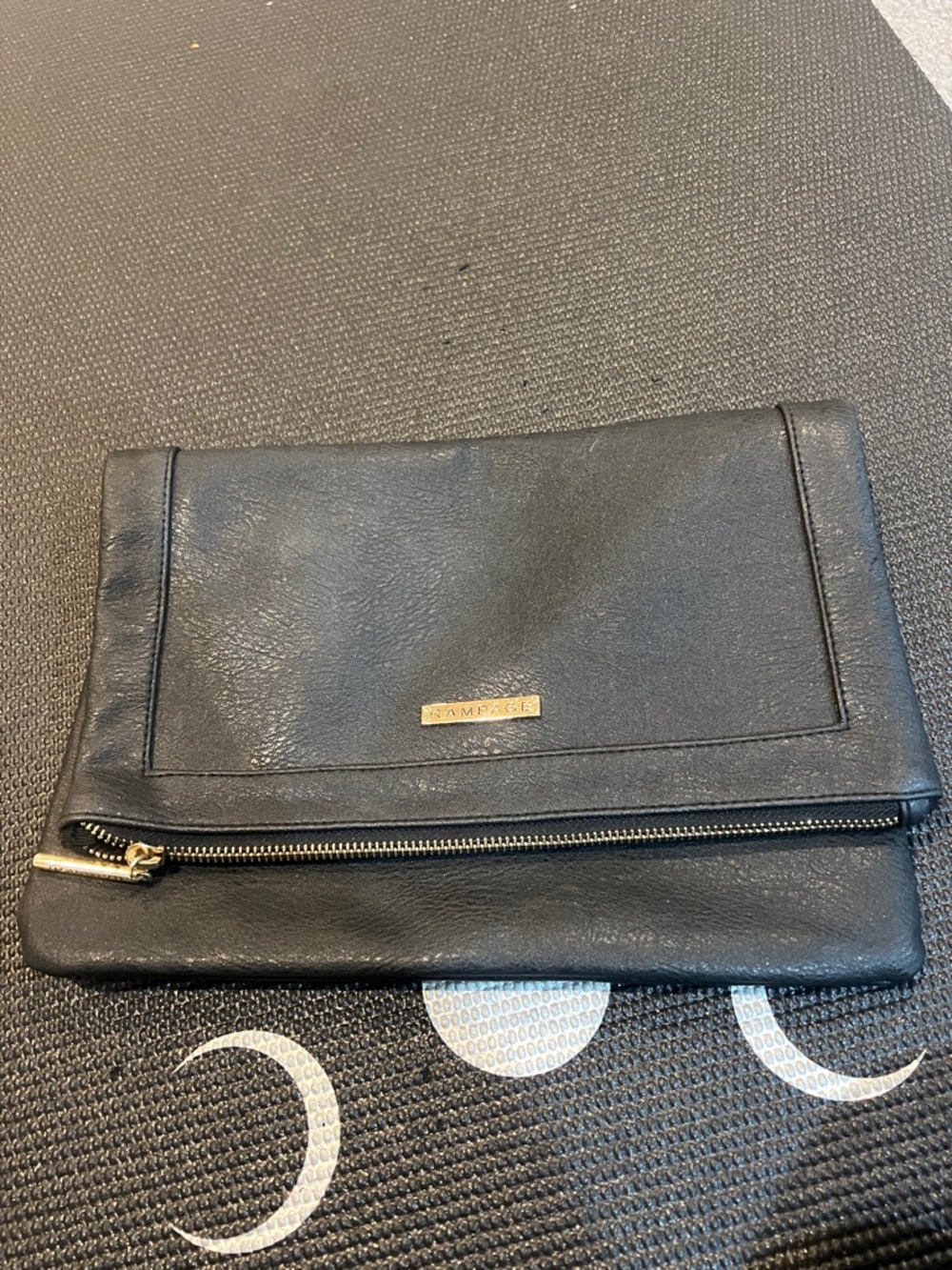 Rampage Black Fold-Over Clutch with Gold Accent